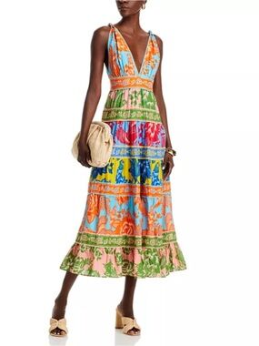 Farm Rio Lace Garden Color Blocked Dress